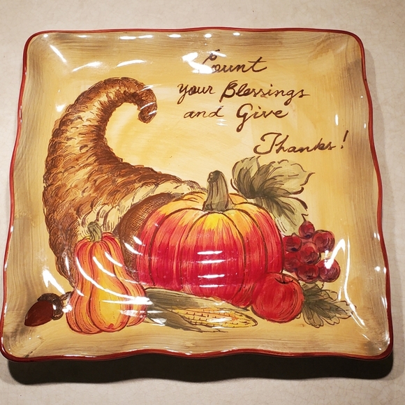 Autumn decor Count your blessings scalloped edge plate - Picture 2 of 3